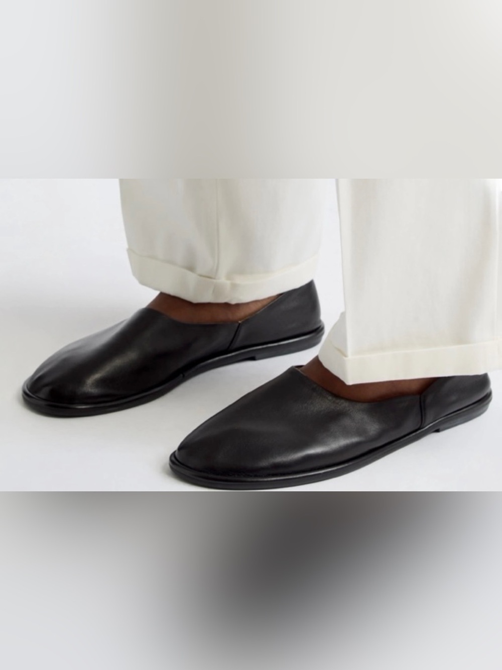 The Row Canal Black Leather Slip-On Shoes  Men IT42 US 9 Loafer Slipper Minimal